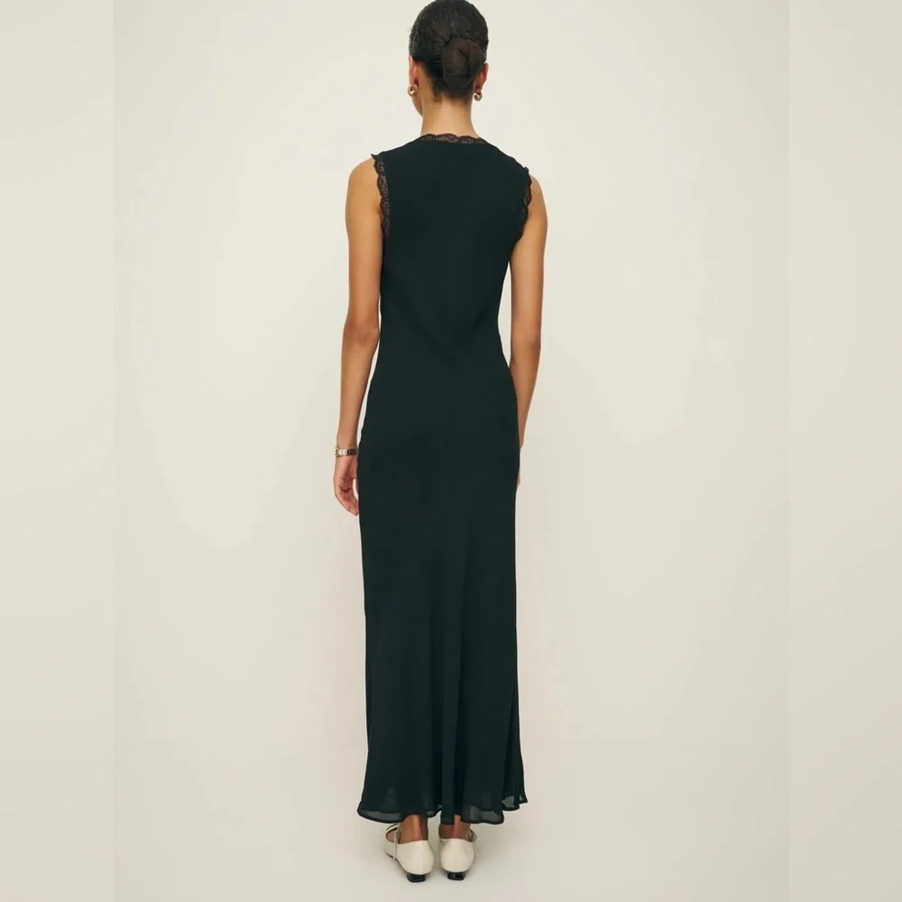 NEW  Reformation Sharla Long Dress Lace Black | size XS - Picture 4 of 9
